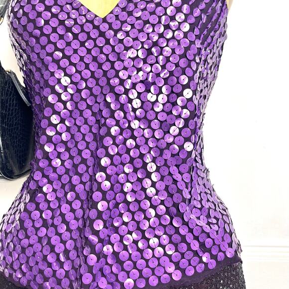 Espaço Fashion purple halter top with sequin circles going out top glam festive - Picture 4 of 7